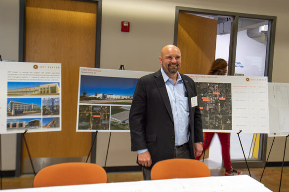 EQT Exeter representative at the First Park 94 and CBRE representatives at the 2022 Racine County Commercial Real Estate Showcase event