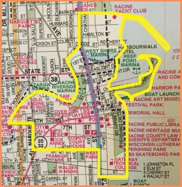 Downtown Racine boundaries map